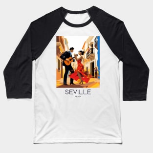 A Pop Art Travel Print of Seville - Spain Baseball T-Shirt